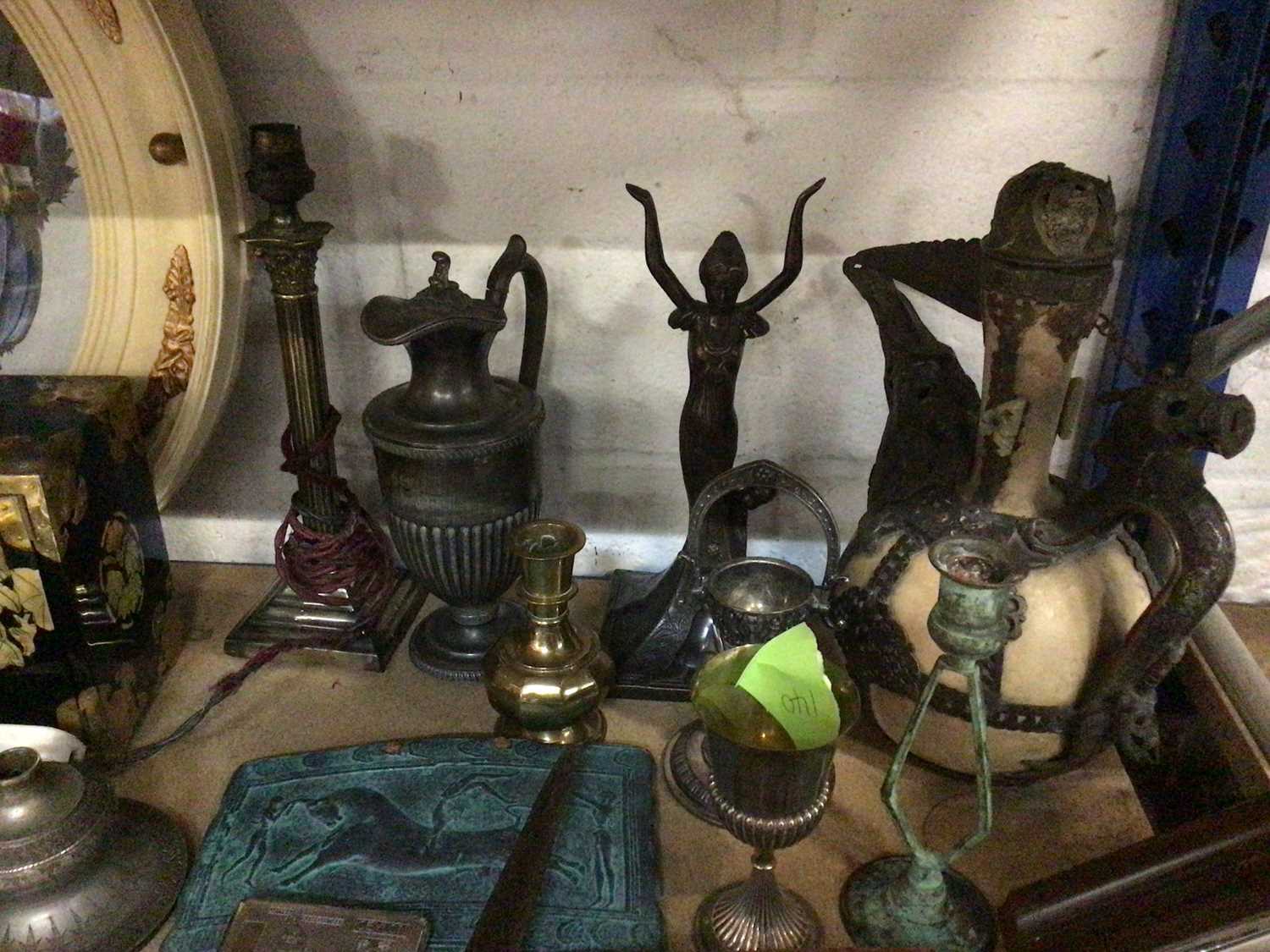 Sundry antique and later items, including a Tunbridge ware cribbage board, watches, Eastern metal wa - Image 5 of 5