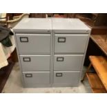 Two office three drawer filing cabinets