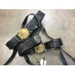 Second World War Royal Navy black sword belt by Gieves Limited, together with another unnamed. (2)