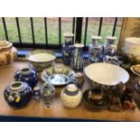 Quantity of antique and later Chinese porcelain, including Canton bowl and dish, blue and white prun