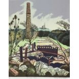 Penny Berry Paterson (1941-2021) colour linocut, No longer busy, signed, inscribed and numbered 7/30