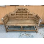 Lutyens style teak garden bench, 166cm wide, 57cm deep, 103cm high