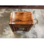 Nest of three hardwood occasional tables, largest is 45cm wide, 30.5cm deep, 45.5cm high