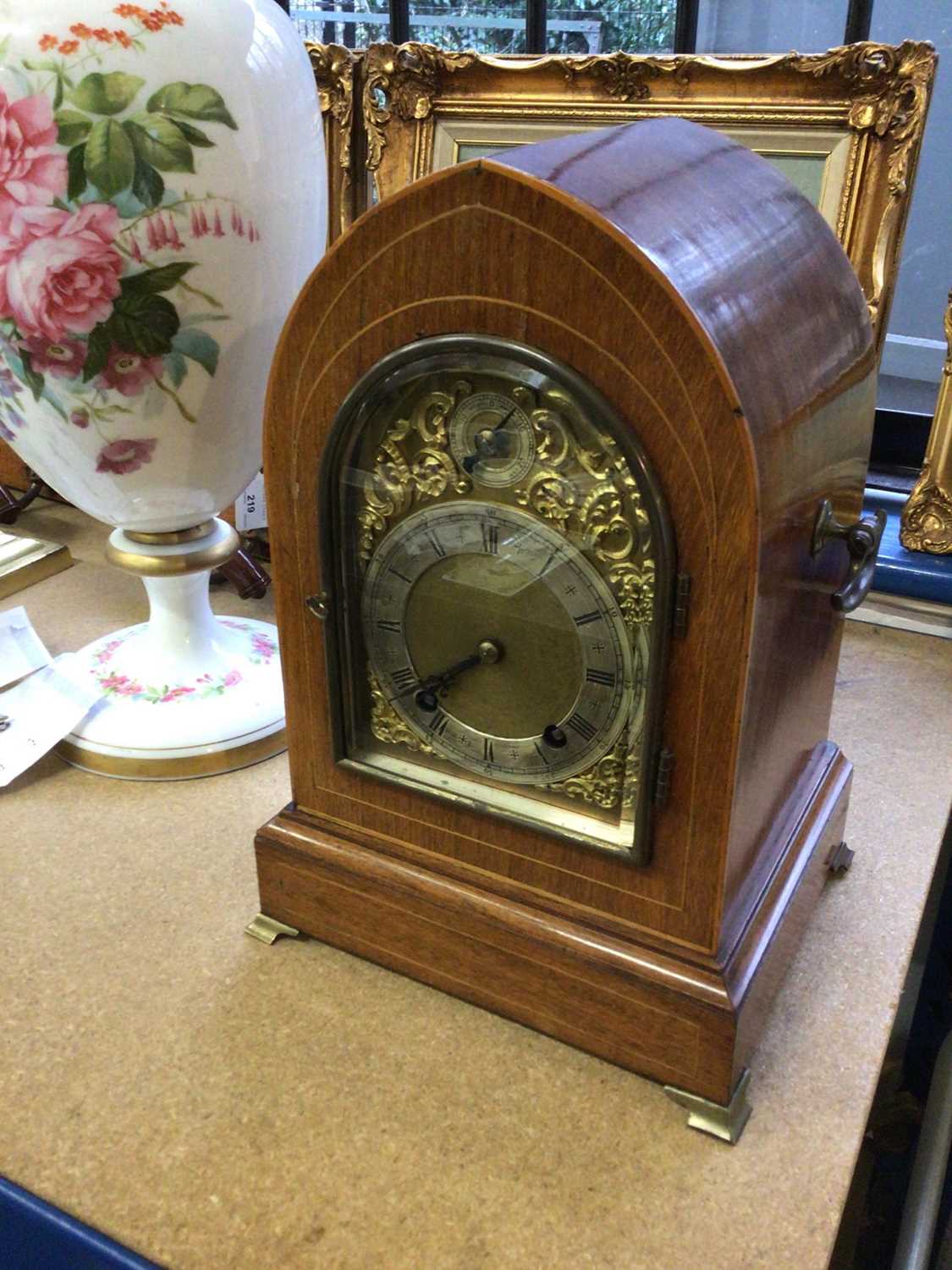 Late 19th century 8 day bracket clock by Winterhalder & Hofmeier with arched brass dial in lancet - Image 2 of 3