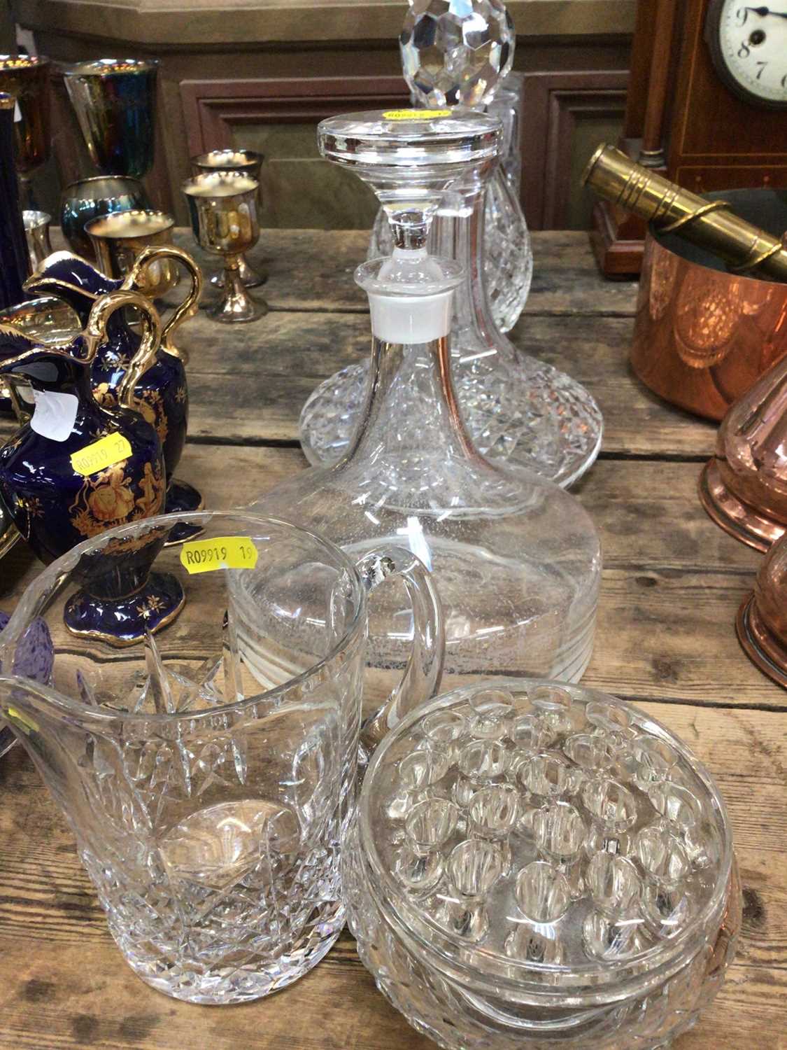 Stuart cut glass carafe, Edinburgh Crystal cut glass jug, Waterford cut glass ships decanter, two ot - Image 2 of 3