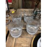 Two pairs of large Baccarat cut glass tumblers, signed.