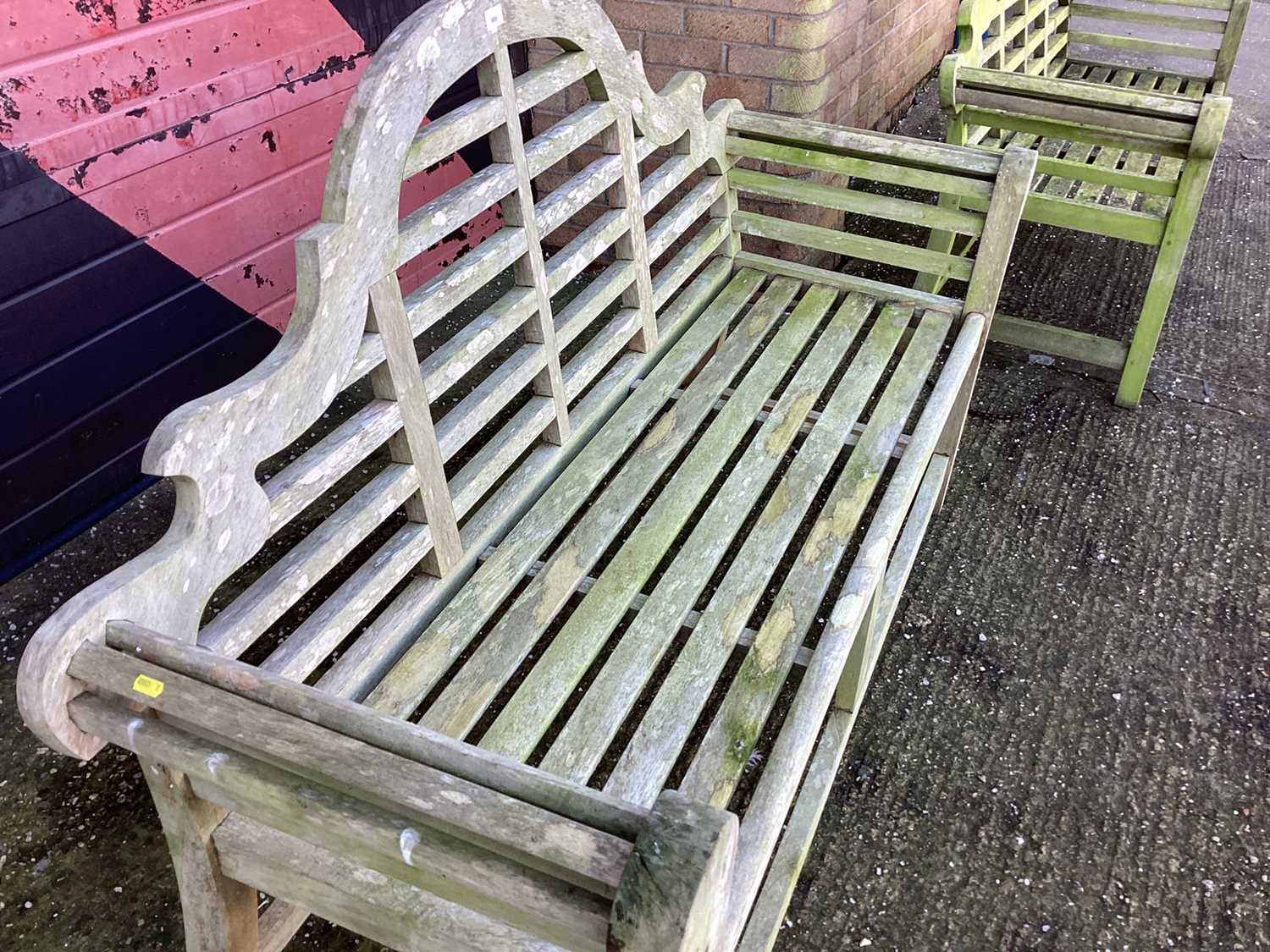 Lutyens style teak garden bench - Image 3 of 8