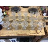 Good collection of 19th century drinking glasses, diamond-cut with square bases, sixteen glasses ove
