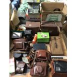Group vintage cameras and accessories
