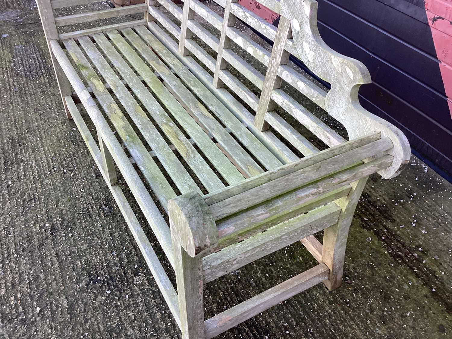 Lutyens style teak garden bench - Image 5 of 8