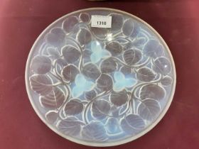 French iridescent glass dish by Arrers - hazelnuts