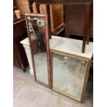 Bevelled wall mirror in gilt effect frame, 58cm x 84cm, together with another modern mirror, 39cm x