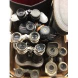 Various pairs of binoculars and field glasses