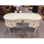 French style kidney shaped dressing table and triple mirror