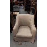 Contemporary armchair with loose beige cover