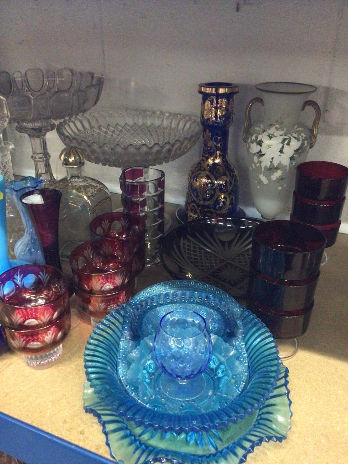 Collection of antique and later glassware, including cut cranberry glasses, decanters, etc - Image 4 of 5