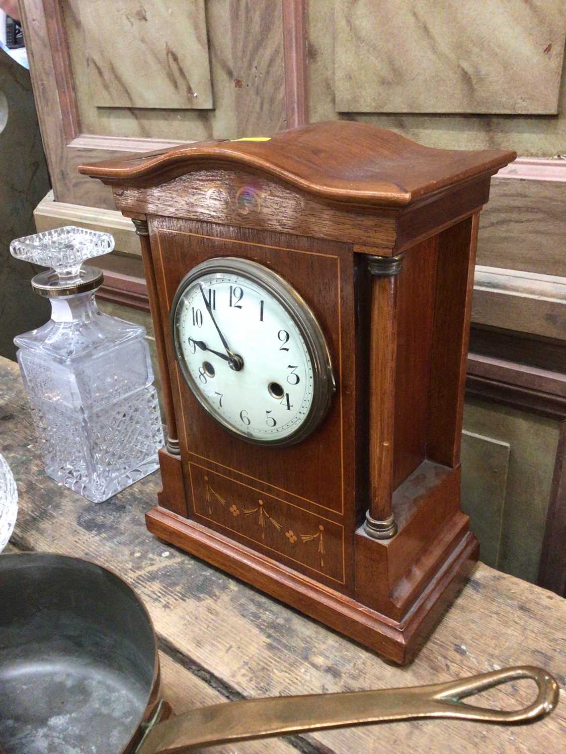 Edwardian inlaid mahogany cased mantel clock - Image 2 of 3