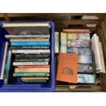 Two boxes of sporting books to include Mackenzie, Selby & Harris books, racing, fishing etc