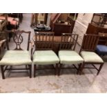George III mahogany open armchair and three other chairs
