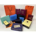 Collection of designer and good retailer empty boxes to include Hermes, Chanel, Tiffany, Garrard, As