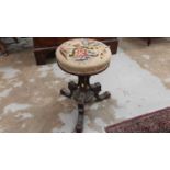 Victorian mahogany piano stool with circular adjustable revolving seat