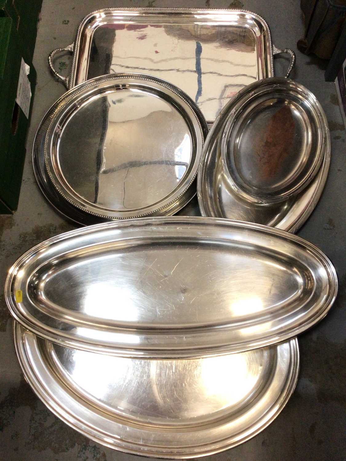 Silver plated trays and platters