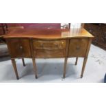 Good quality Georgian style brass inlaid mahogany serpentine fronted sideboard with two central draw