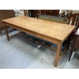 Large pine dining table with single drawer and two rustic leaves