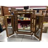 Gilt framed triptych dressing table mirror, together with a wall mirror (2)