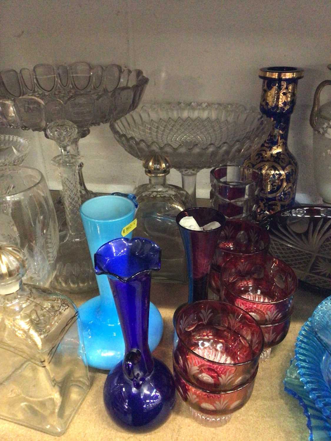 Collection of antique and later glassware, including cut cranberry glasses, decanters, etc - Image 3 of 5