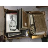 Box of ephemera, screen stars postcards and cigarette cards