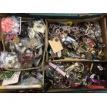 Large quantity of costume jewellery including brooches, wristwatches etc
