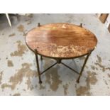 Good quality early 20th century brass framed occasional table with oval mahogany top, 60cm wide, 44c