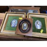 French portrait miniature of a Napoleonic officer and two others