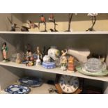 Group of Hummel figures, lamp and sundry glass and ceramics