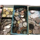 Old tin containing GB and World coins