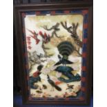 Chinese painting on glass, in hardwood frame