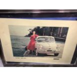 Group of pictures and prints including Fiat 600 advertising poster