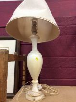 Stone based table lamp and shade
