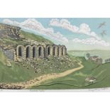 Penny Berry Paterson (1941-2021) colour linocut, Rosedale Relics, signed inscribed and numbered A/P,