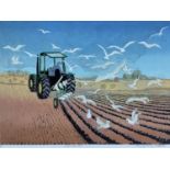 Penny Berry Paterson (1941-2021) colour linocut, New Furrows, signed, inscribed and numbered A/P, im