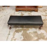 Long leather topped stool on cabriole legs