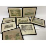 Set of six Victorian coloured prints to include Castle Howard, Ripley Castle, Harewood House and oth