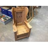 Gothic style pine children's / dolls throne chair
