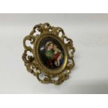 19th century Italian porcelain plaque depicting the Madonna & Child in giltwood frame