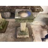 Concrete garden bird bath, 30cm wide, 62cm high