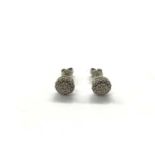 Pair 9ct white gold diamond cluster earrings