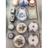 Collection of ceramic trinket pots and pin dishes