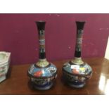 Pair late 19th century Japanese cloisonné vases