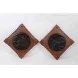 Huguenin: Pair of early 20th century bronze plagues depicting lifeboat rescue scenes,